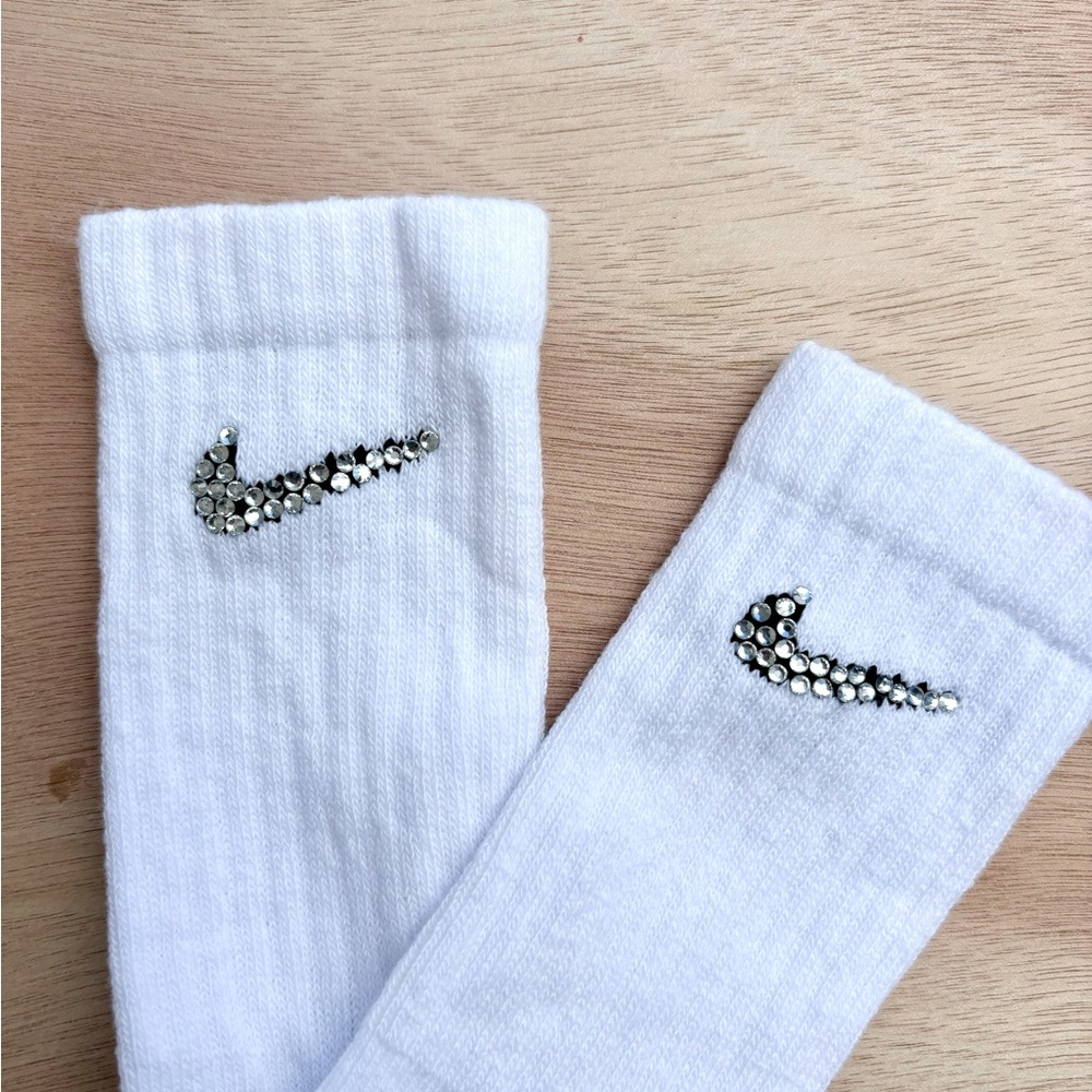 KIDS Nike socks with clear rhinestones
